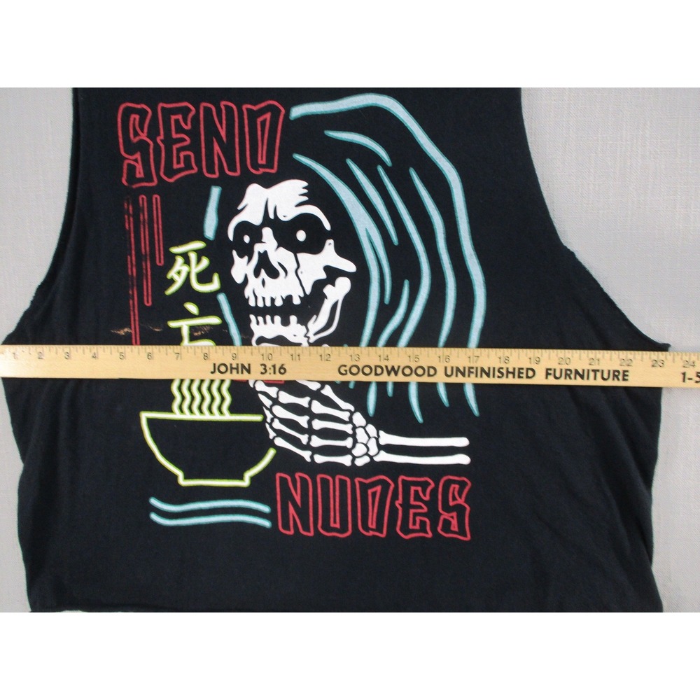 Spencers Send Nudes Skeleton Ramen Muscle Tee Black Sleeveless Shirt XL - Picture 4 of 8